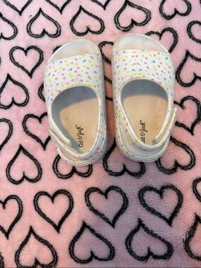Cat & Jack White Sandals with Multicolor Polka Dots